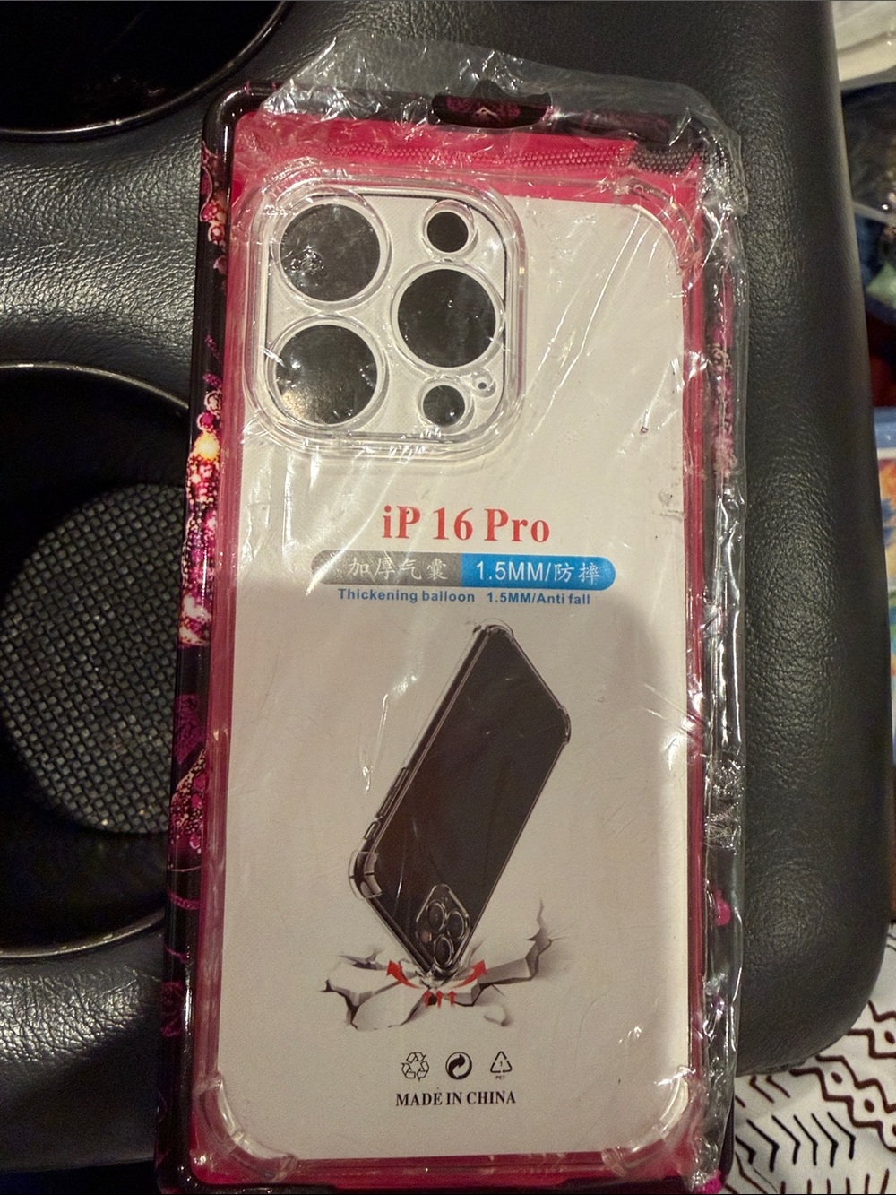 iP 16 Pro Clear Protective Phone Case - Pink Accent